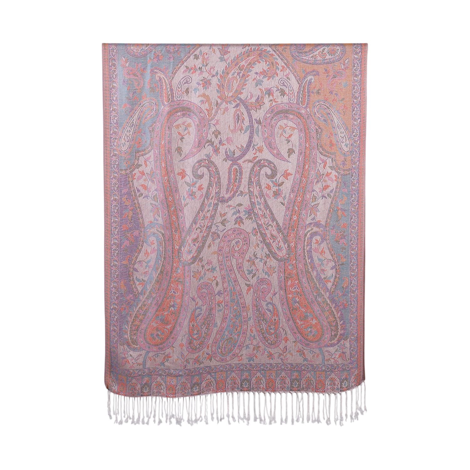 Schal mit Paisley-Muster und Fransen, 70x180cm, Terrakotta