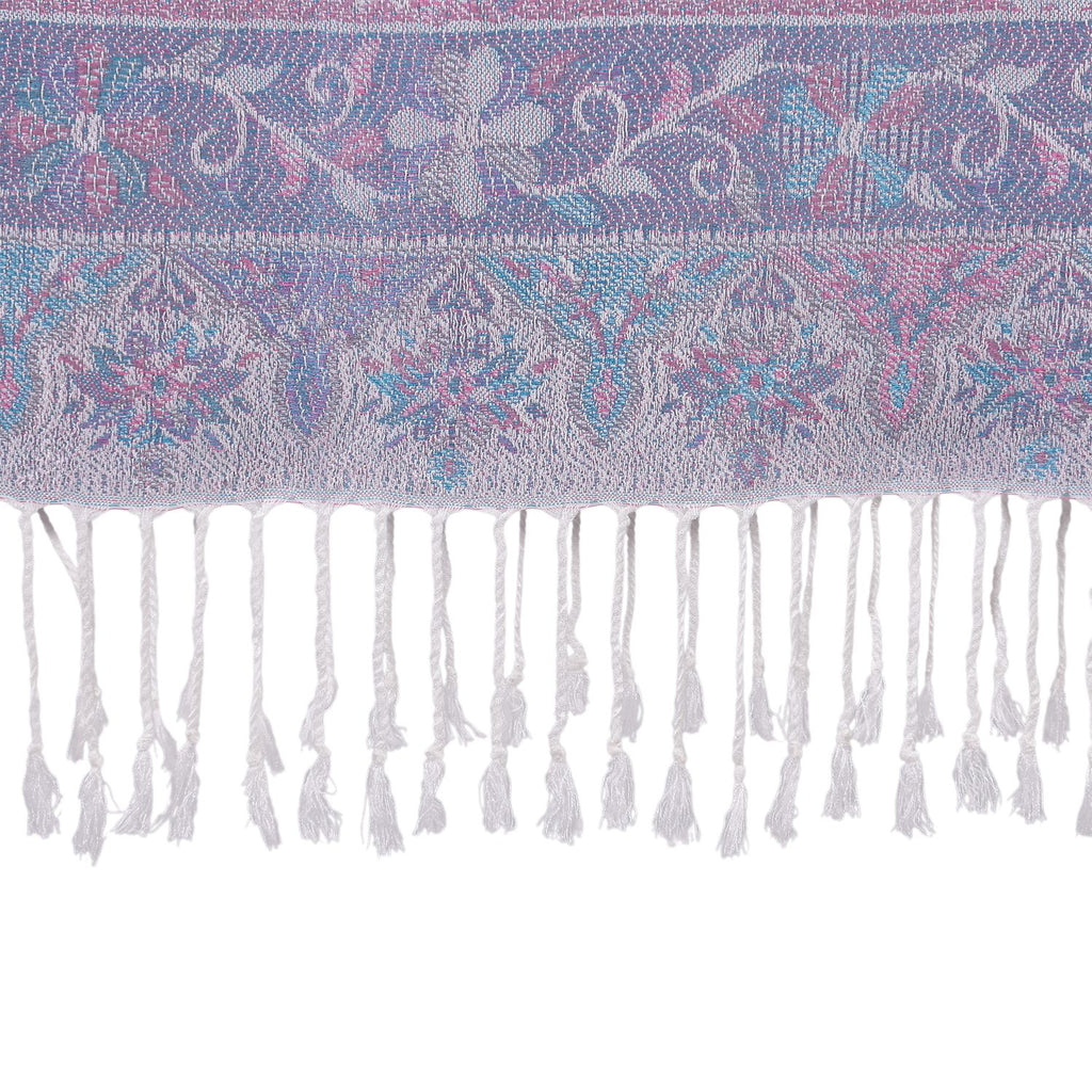 Schal mit Paisley-Muster und Fransen, 70x180cm, Grau-Weiß