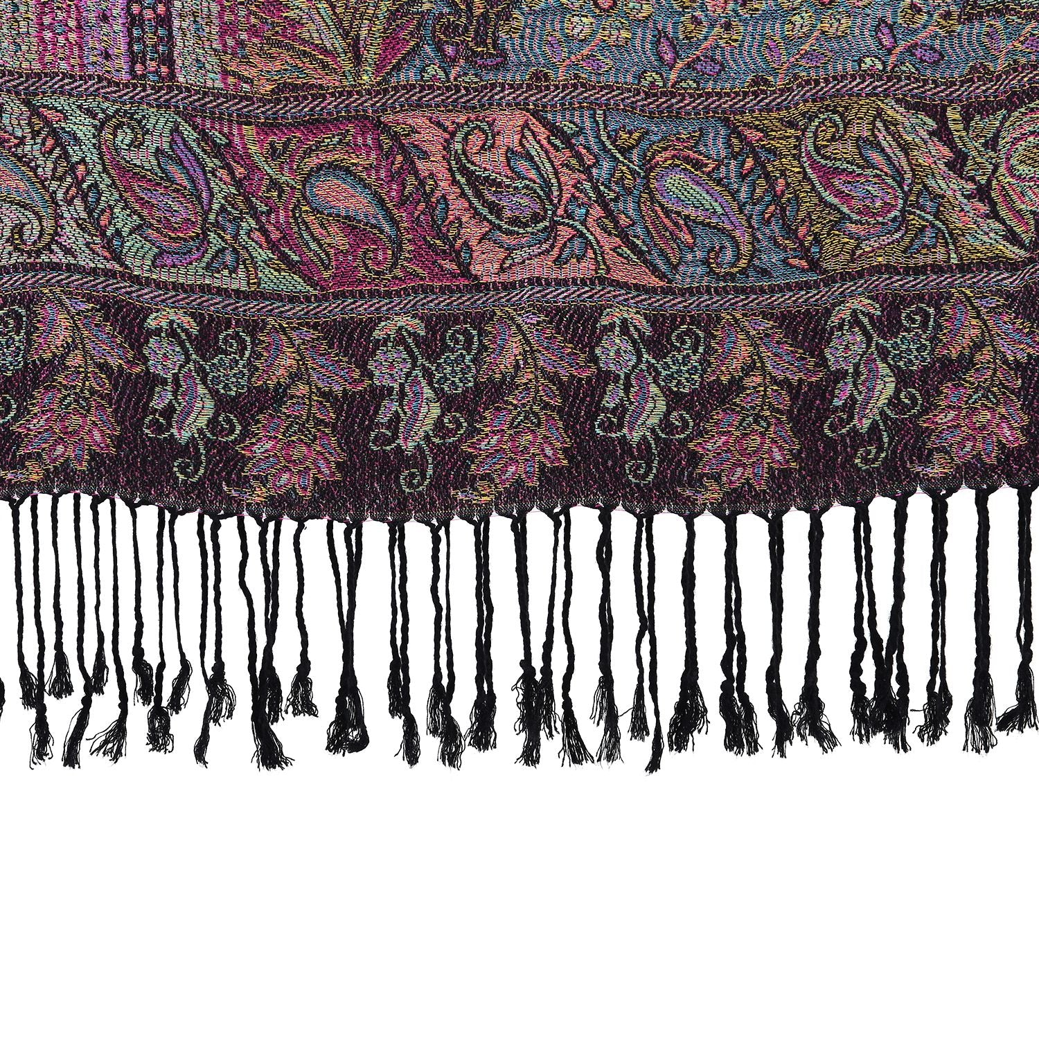 Schal mit dekorativem Muster und Fransen, 70x180 cm, Mehrfarbig