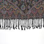 Schal mit dekorativem Muster und Fransen, 70x180 cm, Dunkelbraun