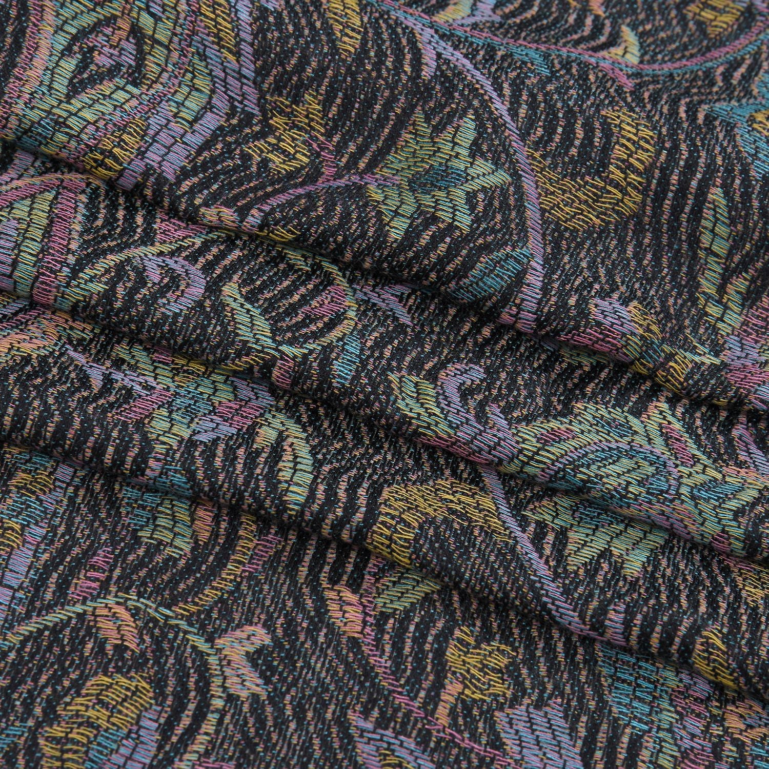 Schal mit dekorativem Muster und Fransen, 70x180 cm, Dunkelbraun