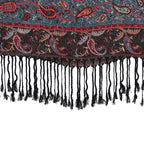 Schal mit dekorativem Muster und Fransen, 70x180 cm, Weinrot