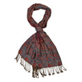 Schal mit Paisley-Muster und Fransen, Einheitsgröße, Rotbraun