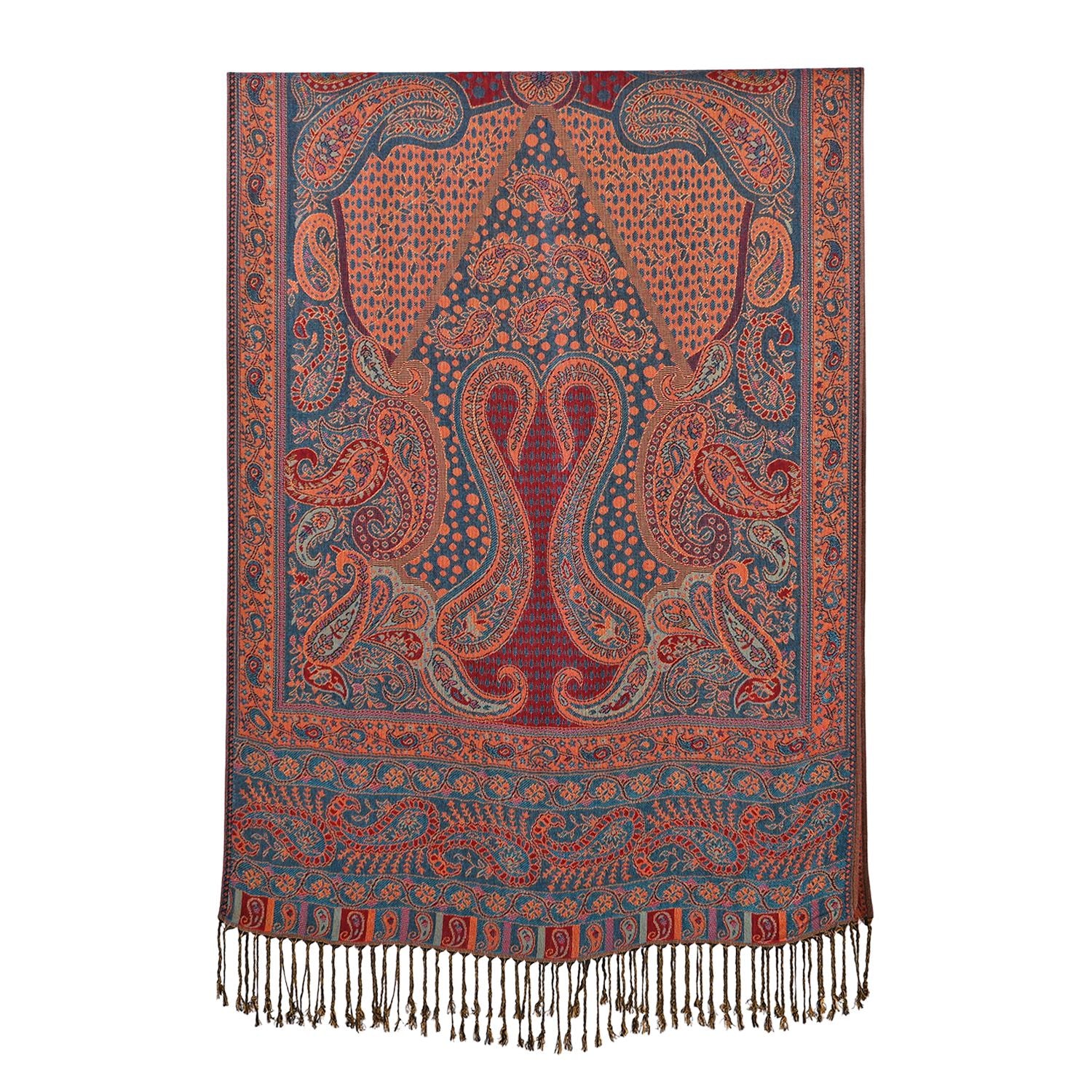 Schal mit Paisley-Muster und Fransen, Einheitsgröße, Rotbraun