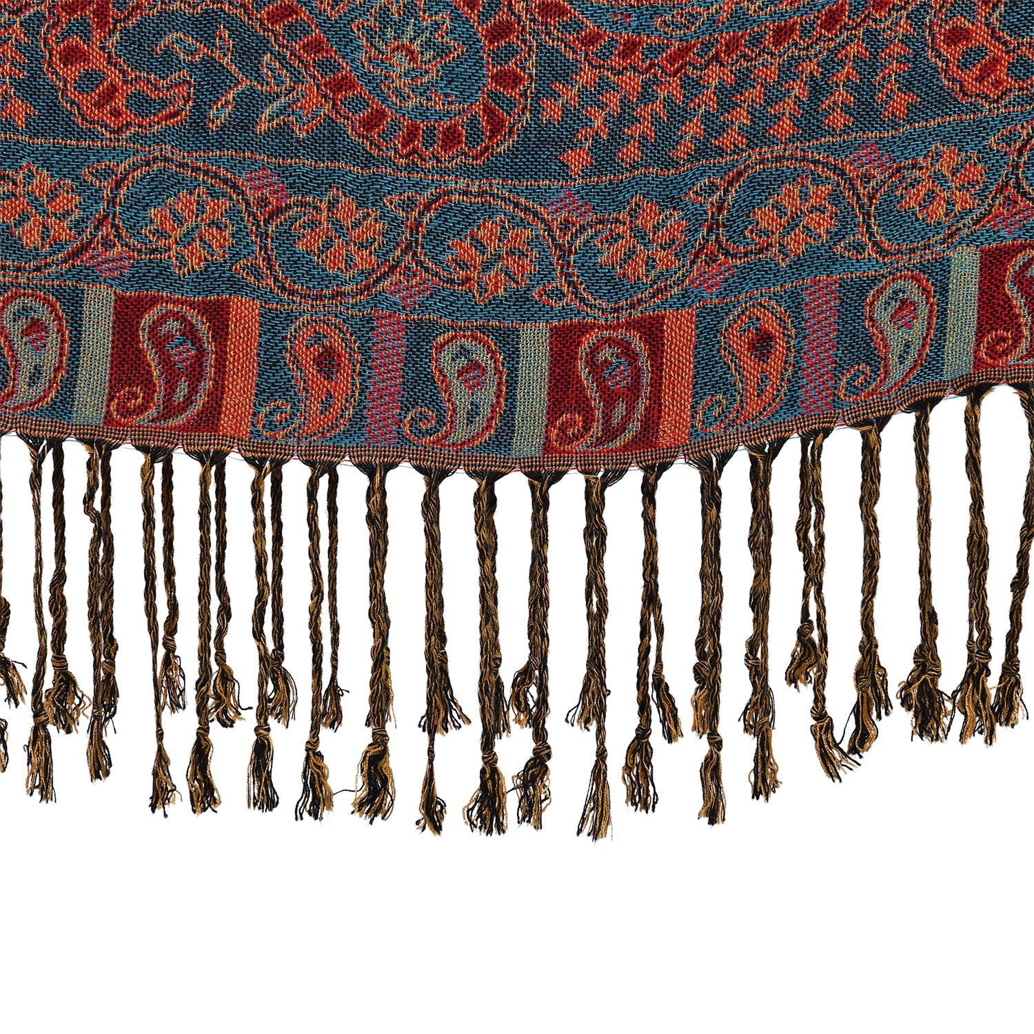 Schal mit Paisley-Muster und Fransen, Einheitsgröße, Rotbraun