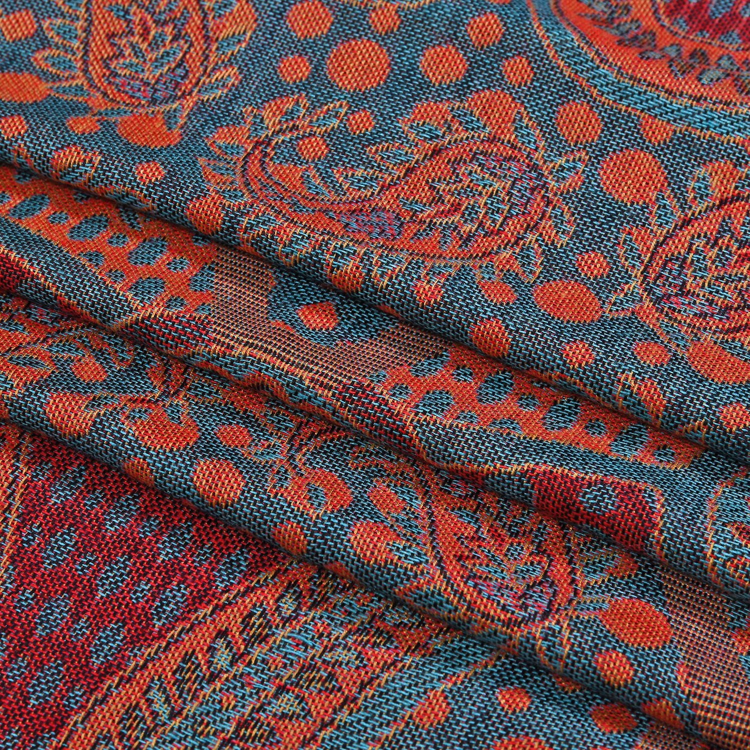Schal mit Paisley-Muster und Fransen, Einheitsgröße, Rotbraun