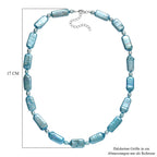 Gefärbte Süßwasserzuchtperlen Halskette, Ovalform, ca. 45 cm, 925 Silber rhodiniert, blau
