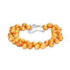Gefärbtes Gelbes Süßwasser Armband,ca. 19 cm + 5cm extender, Edelstahl