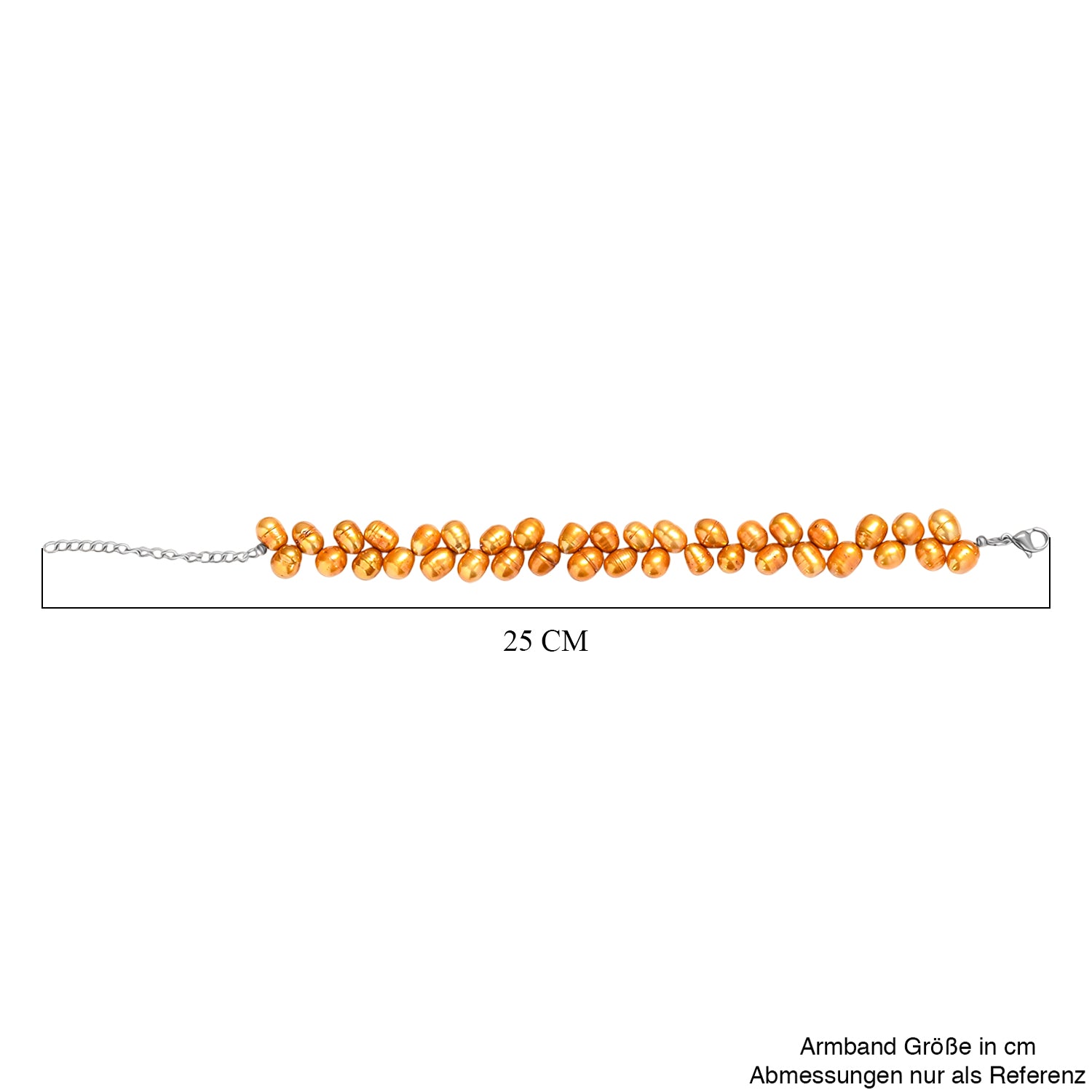 Golden gefärbtes Süßwasserperle Armband, 19+5cm, Edelstahl