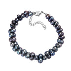 Gefärbtes Pfaufarbenes Süßwasser Armband, ca. 19 cm + 5 cm extender, Edelstahl
