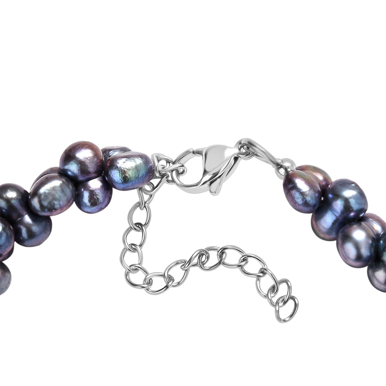 Pfaufarbenes gefärbtes Süßwasserperle Armband, 19+5cm, Edelstahl