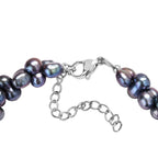 Gefärbtes Pfaufarbenes Süßwasser Armband, ca. 19 cm + 5 cm extender, Edelstahl