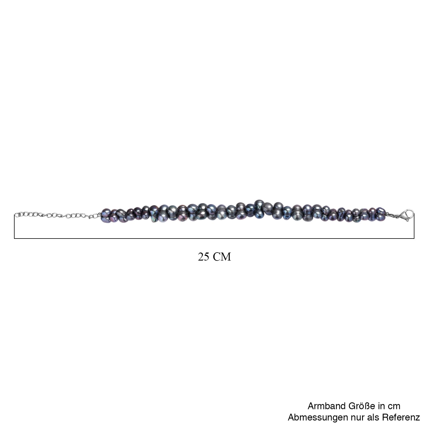 Pfaufarbenes gefärbtes Süßwasserperle Armband, 19+5cm, Edelstahl