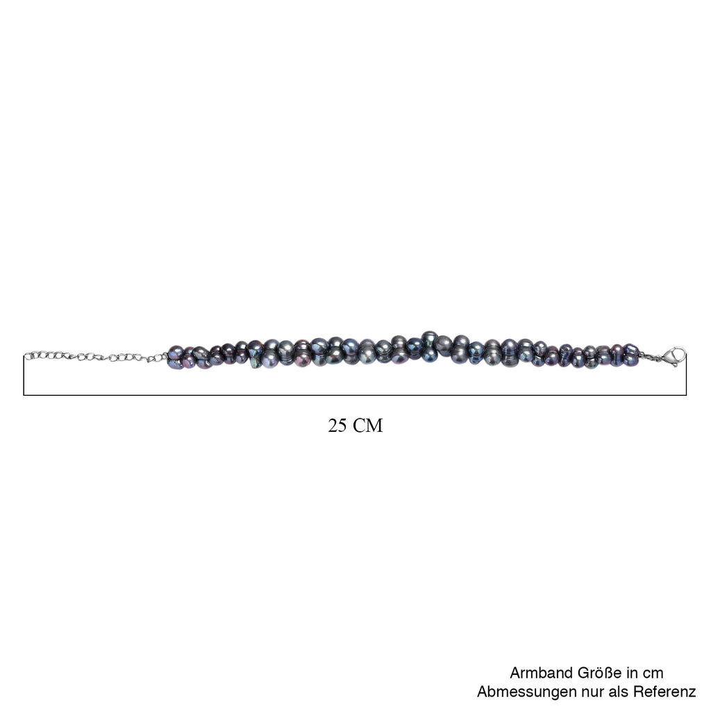 Gefärbtes Pfaufarbenes Süßwasser Armband, ca. 19 cm + 5 cm extender, Edelstahl
