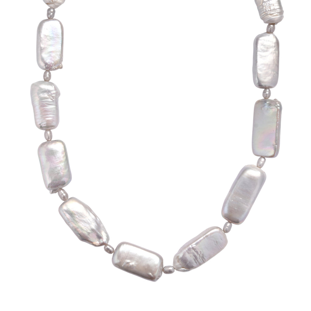 Gefärbte Süßwasserzuchtperlen Halskette, Ovalform, ca. 45 cm, 925 Silber rhodiniert, grau