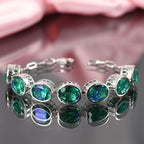 Pfau Quarz Triplette Armband ca. 19 cm 925 Silber rhodiniert ca. 36.30 ct