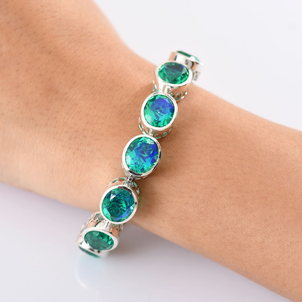 Pfau Quarz Triplette Armband ca. 19 cm 925 Silber rhodiniert ca. 36.30 ct