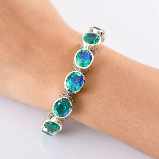 Pfau Quarz Triplette Armband ca. 19 cm 925 Silber rhodiniert ca. 36.30 ct