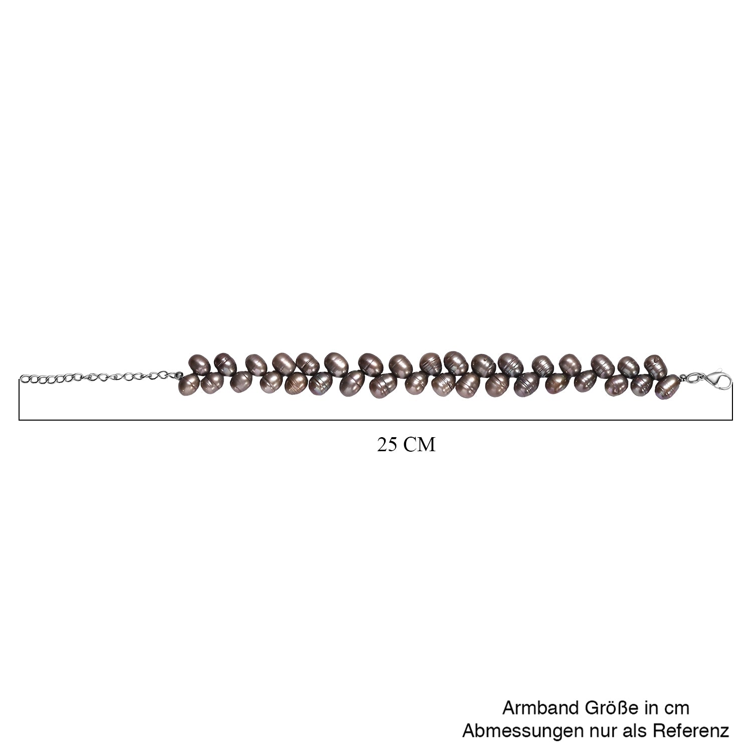 Grau gefärbtes Süßwasserperle Armband, 19+5cm, Edelstahl