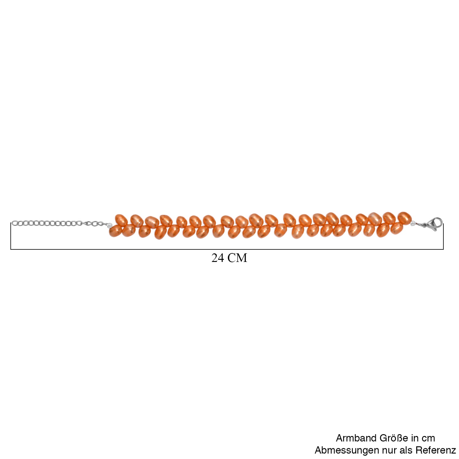 Orange gefärbtes Süßwasserperle Armband, 19+5cm, Edelstahl