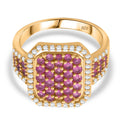 Rosa Saphir Ring 925 Silber Gelbgold Vermeil (Größe 17.00) ca. 1,99 ct