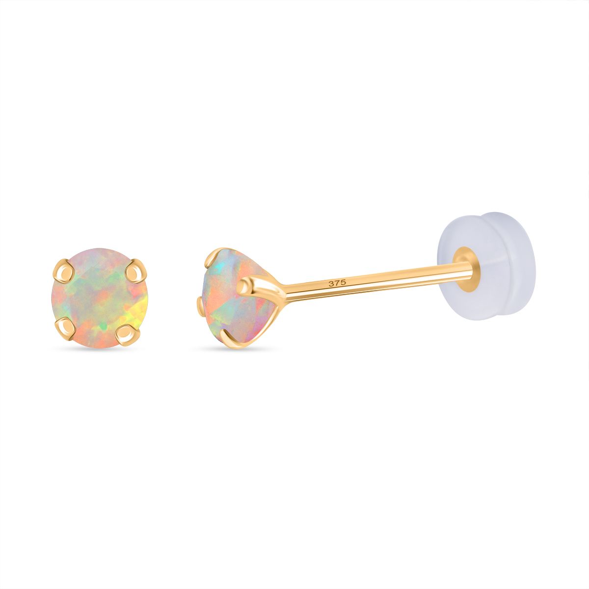 AAA Natürlicher, äthiopischer Welo Opal Ohrringe 375 Gold ca. 0,70 ct.