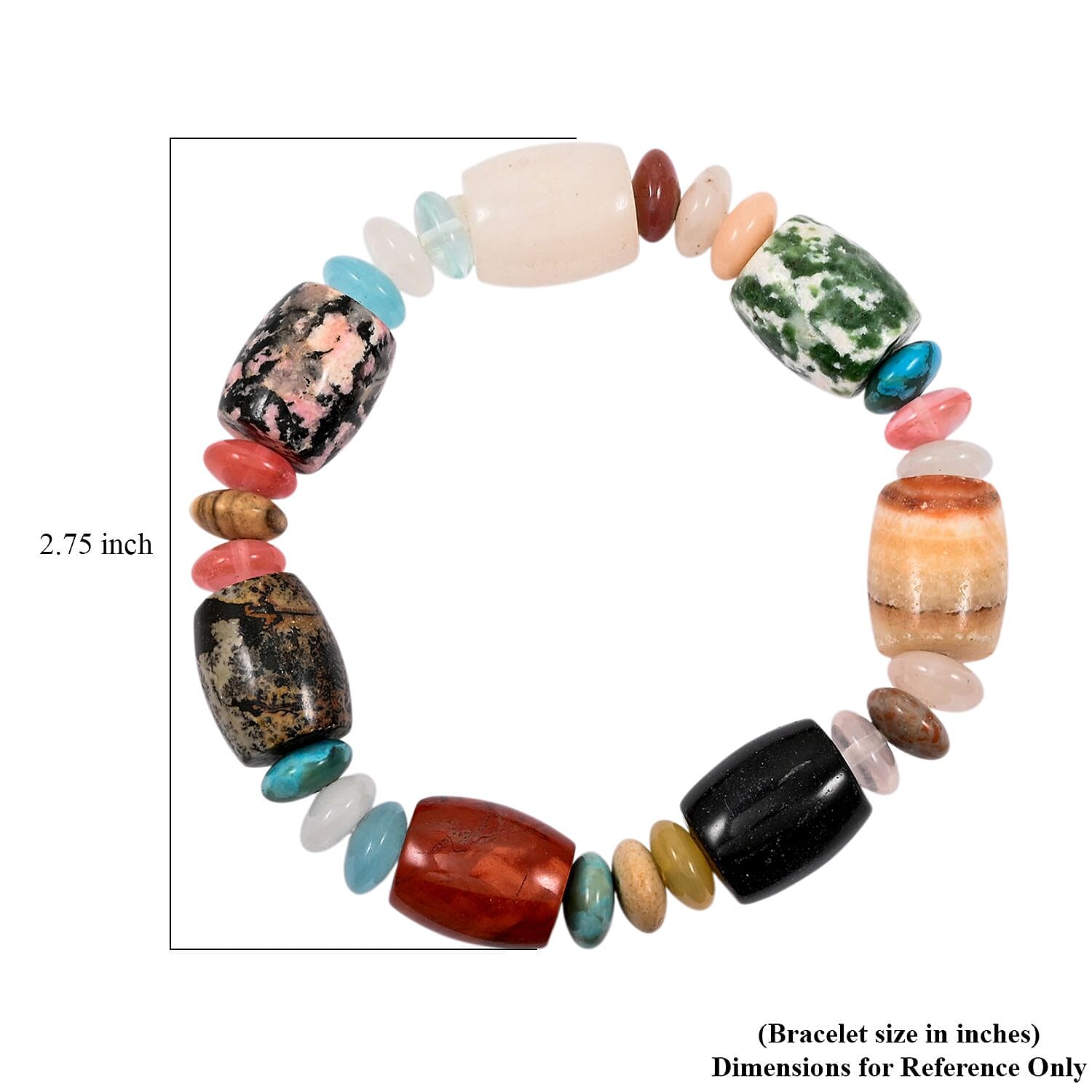 Mehrfarbiges Edelstein Armband, flexibel (ca. 18 - 19 cm), ca. 174.45 ct