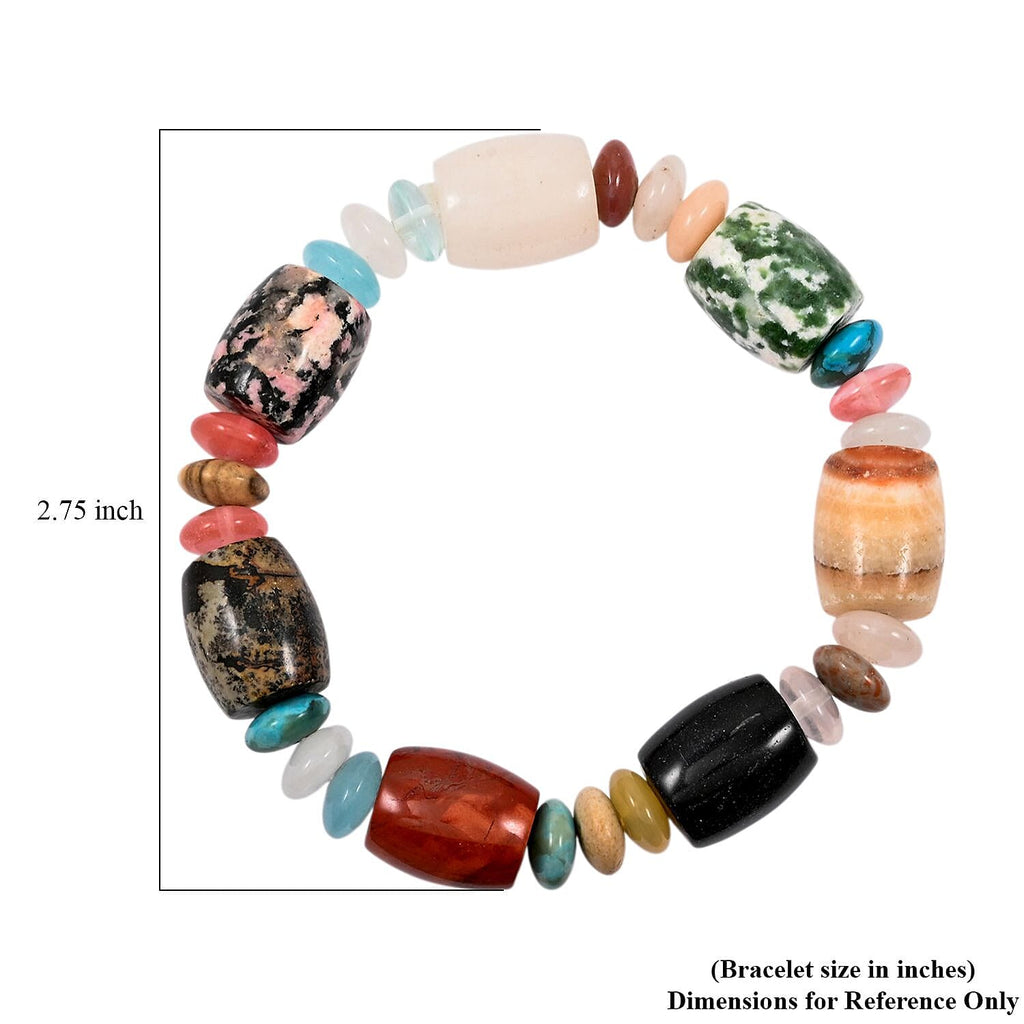 Mehrfarbiges Edelstein Armband, flexibel (ca. 18 - 19 cm), ca. 174.45 ct