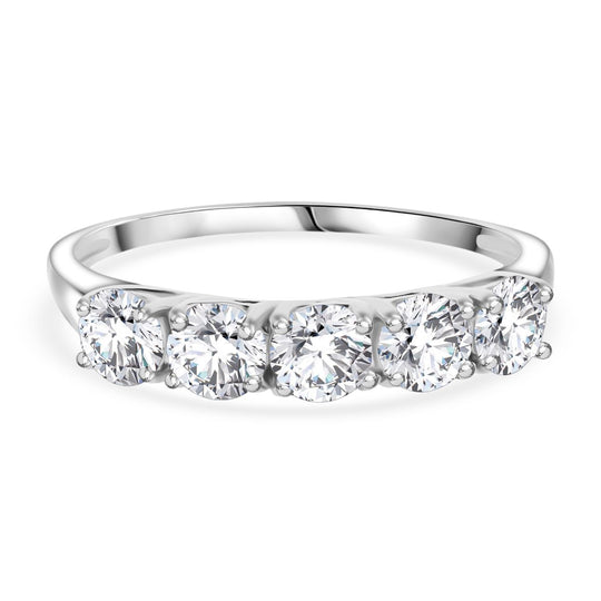 Moissanit Ring 925 Silber rhodiniert (Größe 18.00) ca. 1,20 ct