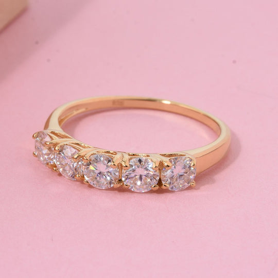 Moissanit Ring 925 Silber Gelbgold Vermeil (Größe 21.00) ca. 1,20 ct