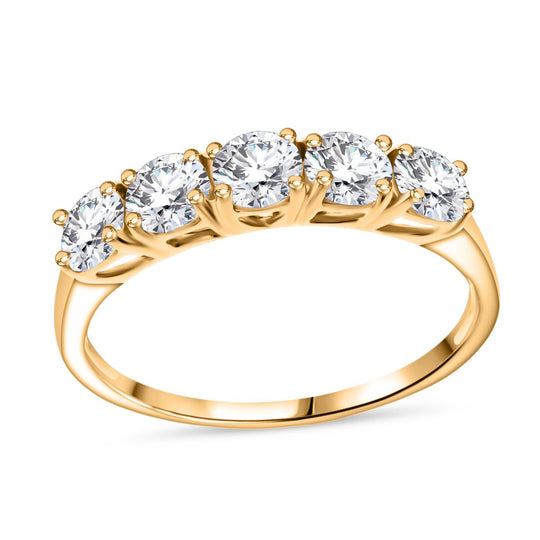 Moissanit Ring 925 Silber Gelbgold Vermeil (Größe 21.00) ca. 1,20 ct