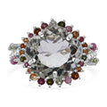 AA Prasiolite, Mehrfarbig-Turmalin Ring 925 Silber rhodiniert (Größe 17.00) ca. 11,38 ct