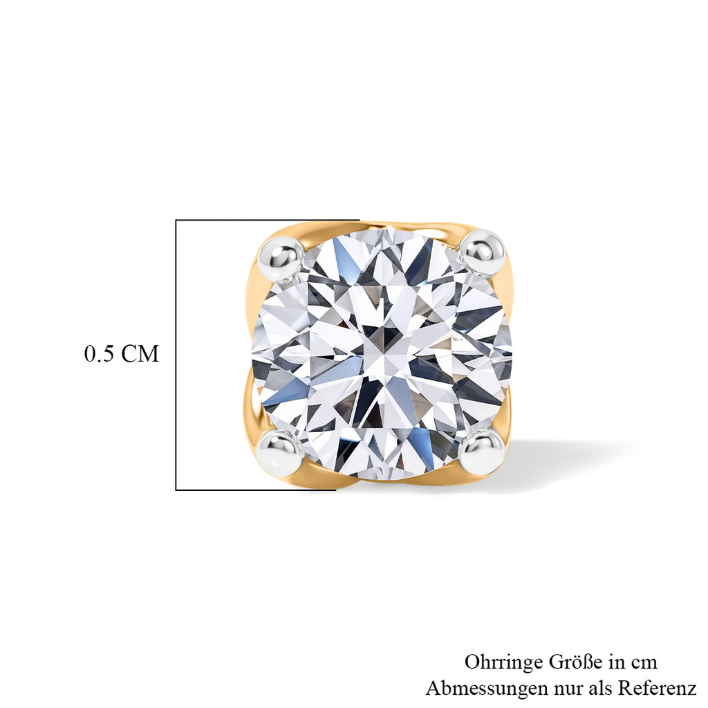 LUXURIANT DIAMOND - Lab Grown Diamant VS-EF SGL zertifiziert Ohrringe 925 Silber Gelbgold Vermeil ca. 0,50 ct.