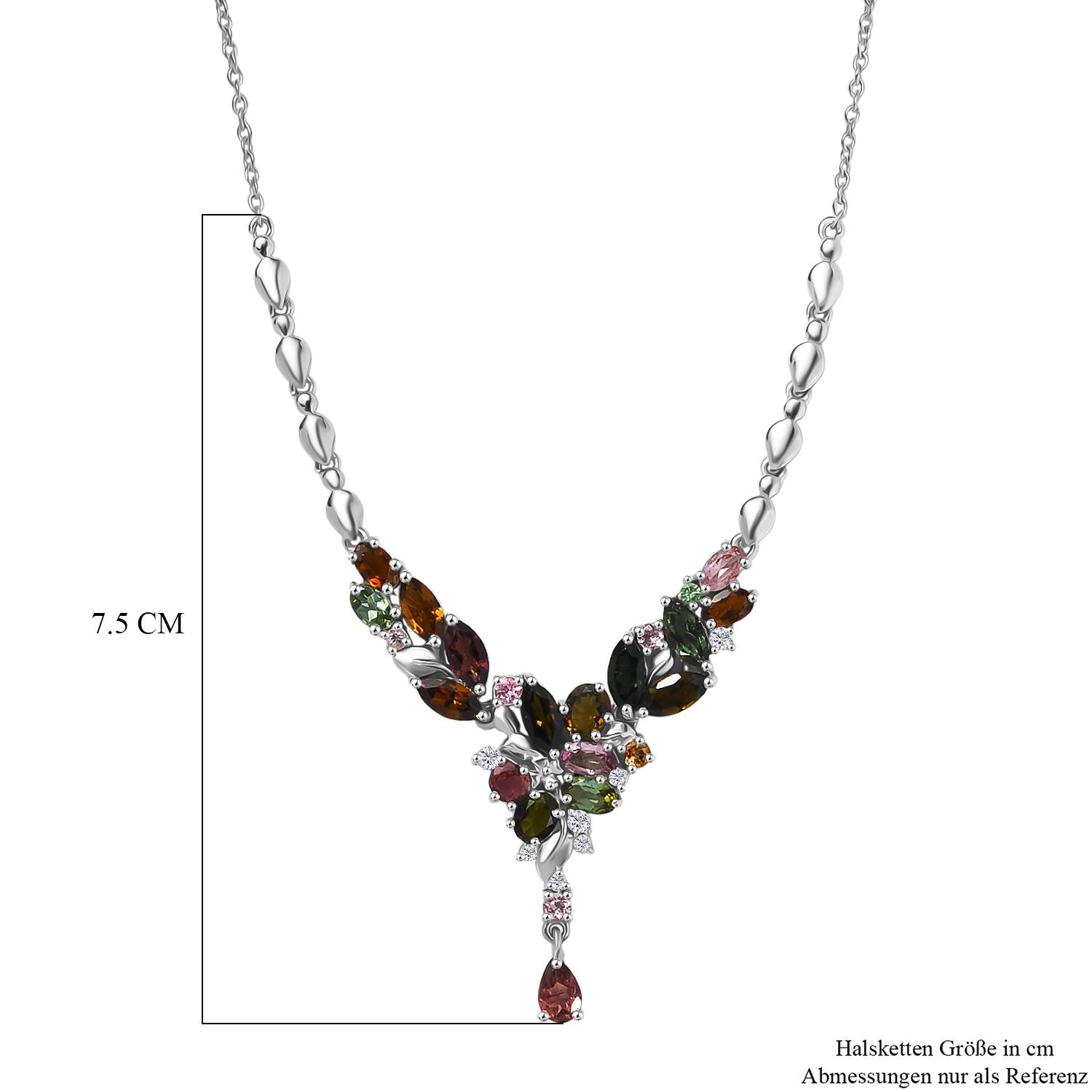 Mehrfarbig-Turmalin Halskette ca. 45 cm 925 Silber rhodiniert ca. 5,47 ct.