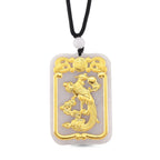 EXTREM SELTEN Natürliche Weiße Jade, 999er Gold Phoenix, Flexibles kette ca. 70 cm, ca. 125.00 ct