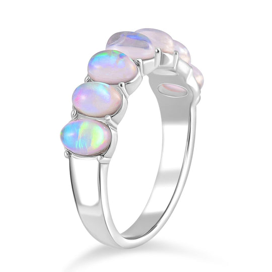 Künstlicher Weißer Opal Ring, 316L Edelstahl (Größe 18.00)