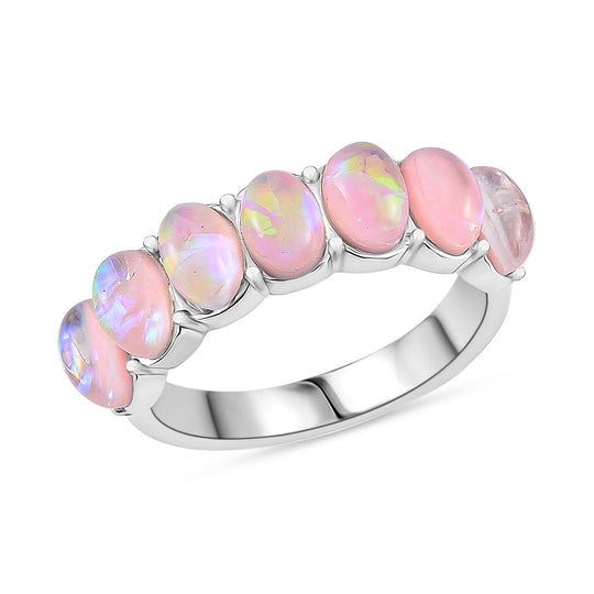 Künstlicher Rosa Opal Ring, 316L Edelstahl (Größe 17.00)