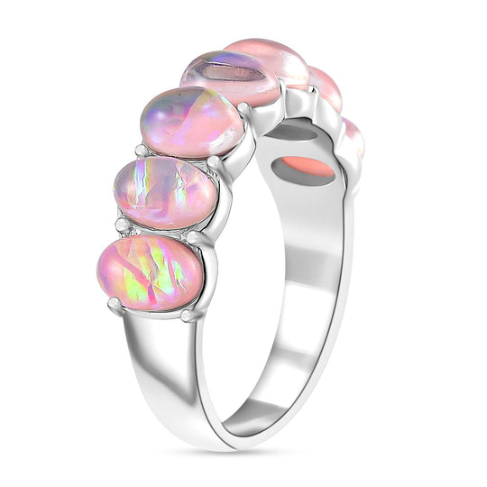 Künstlicher Rosa Opal Ring, 316L Edelstahl (Größe 17.00)