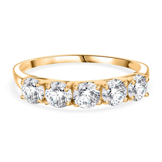 Moissanit Ring 925 Silber Gelbgold Vermeil (Größe 21.00) ca. 1,20 ct