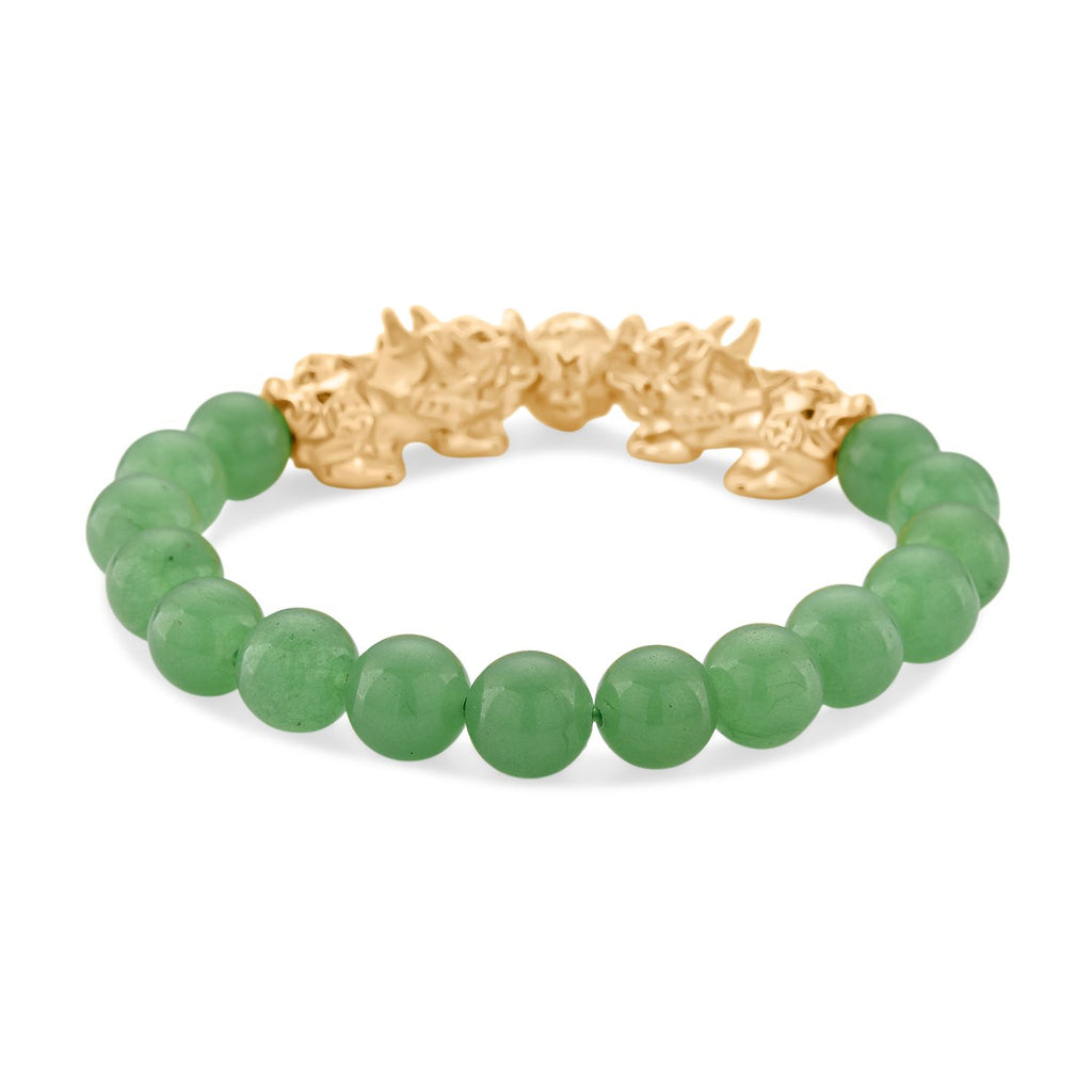 Grüner Aventurin Armband, flexibel, vergoldet ca. 150.00 ct