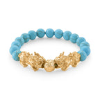 Blauer Howlit Flexibles Pixiu Armband, vergoldet ca. 150.00 ct