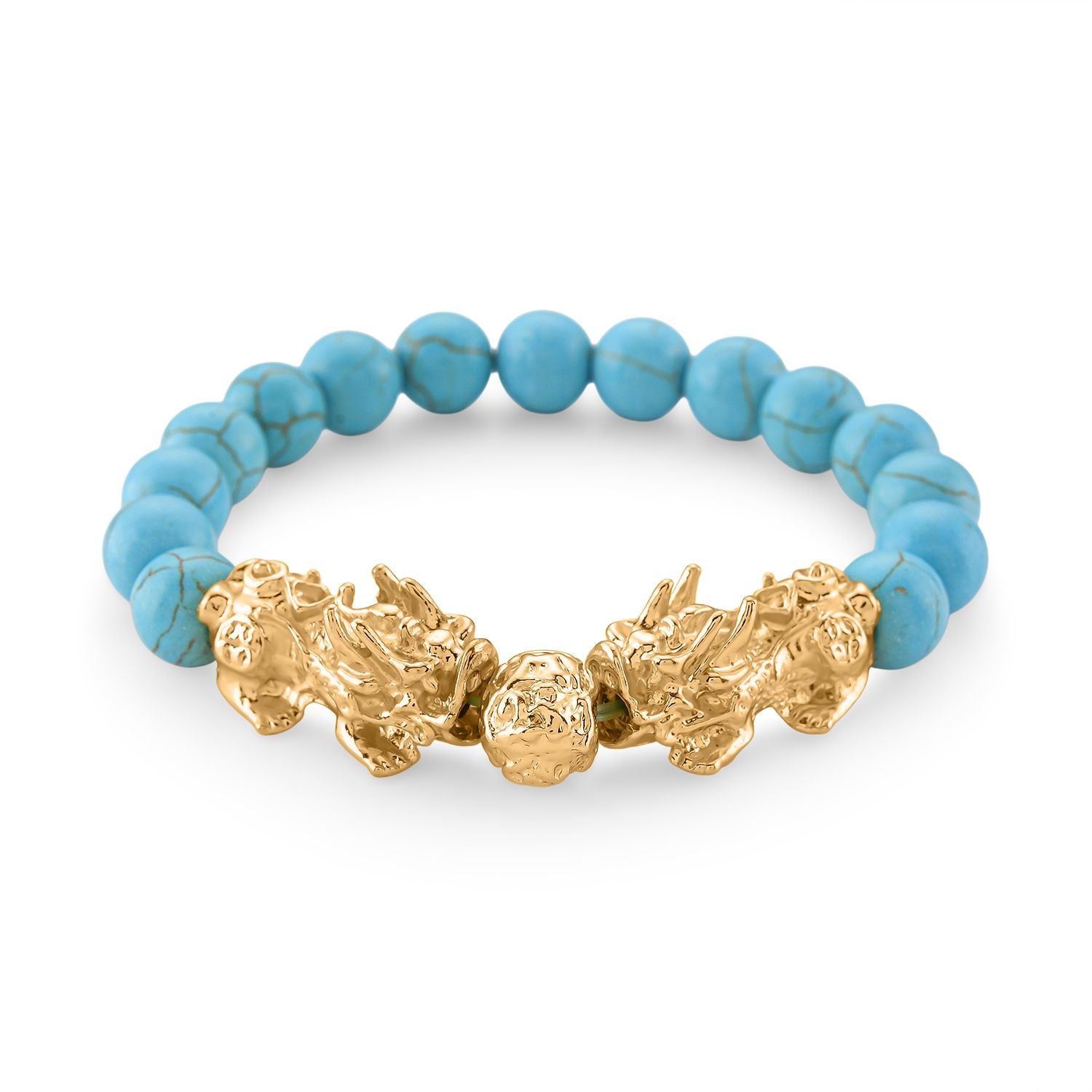 Blauer Howlit Flexibles Pixiu Armband, vergoldet ca. 150.00 ct