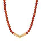 Roter Achat Halskette ca. 45 cm+3.75 cm Extender, Standard gelb vergoldet ca. 330.00 ct