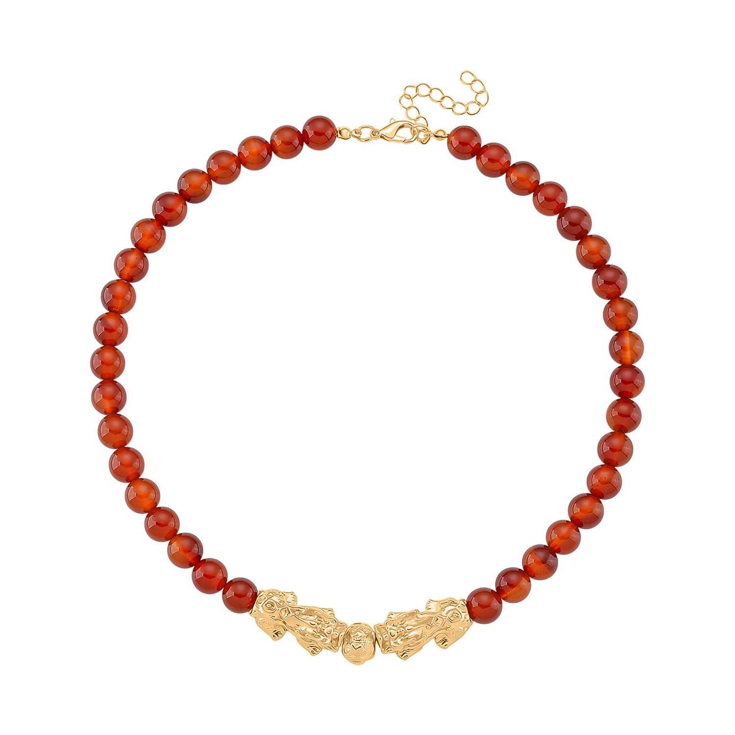 Roter Achat Halskette ca. 45 cm+3.75 cm Extender, Standard gelb vergoldet ca. 330.00 ct
