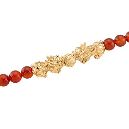 Roter Achat Halskette ca. 45 cm+3.75 cm Extender, Standard gelb vergoldet ca. 330.00 ct