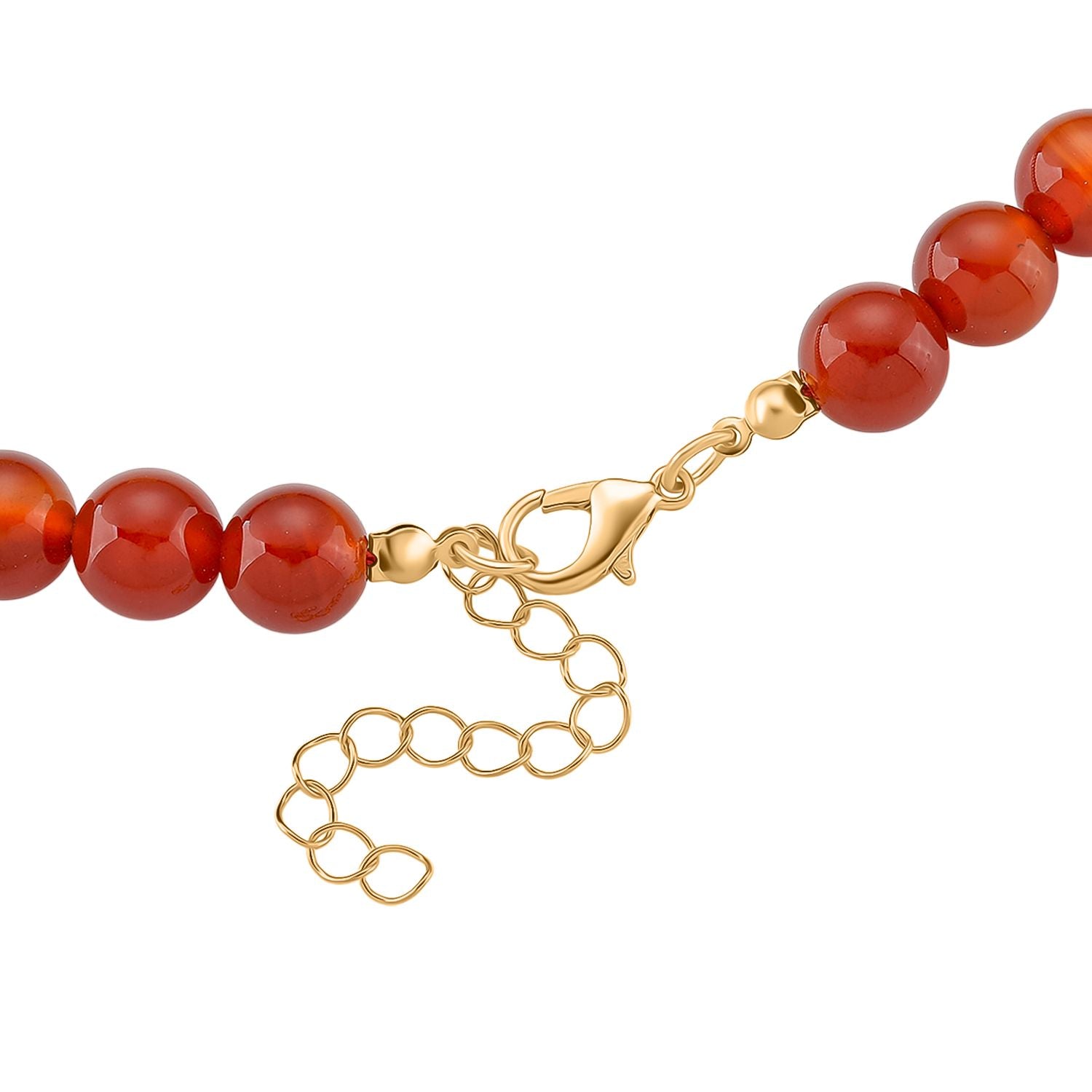Roter Achat Halskette ca. 45 cm+3.75 cm Extender, Standard gelb vergoldet ca. 330.00 ct