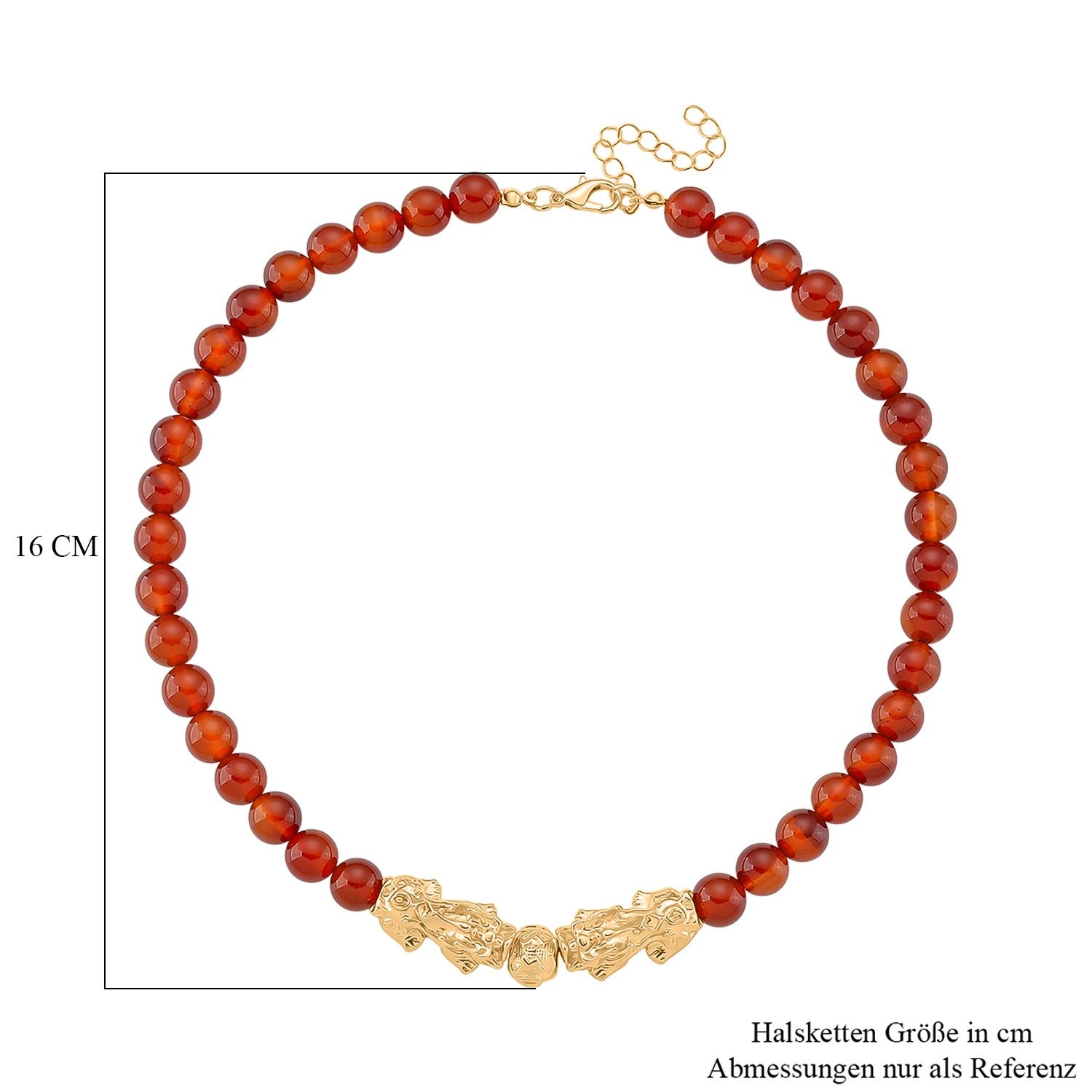 Roter Achat Halskette ca. 45 cm+3.75 cm Extender, Standard gelb vergoldet ca. 330.00 ct