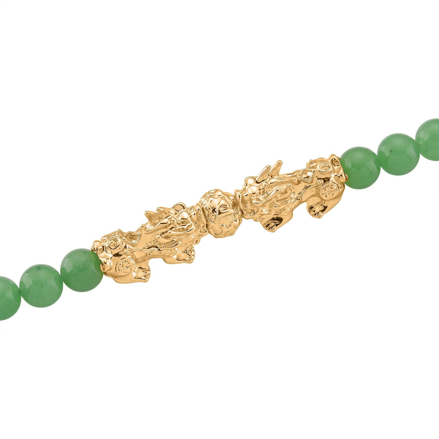 Grüner Aventurin Halskette, ca. 45 cm+3.75 cm Extender, vergoldet ca. 330.00 ct