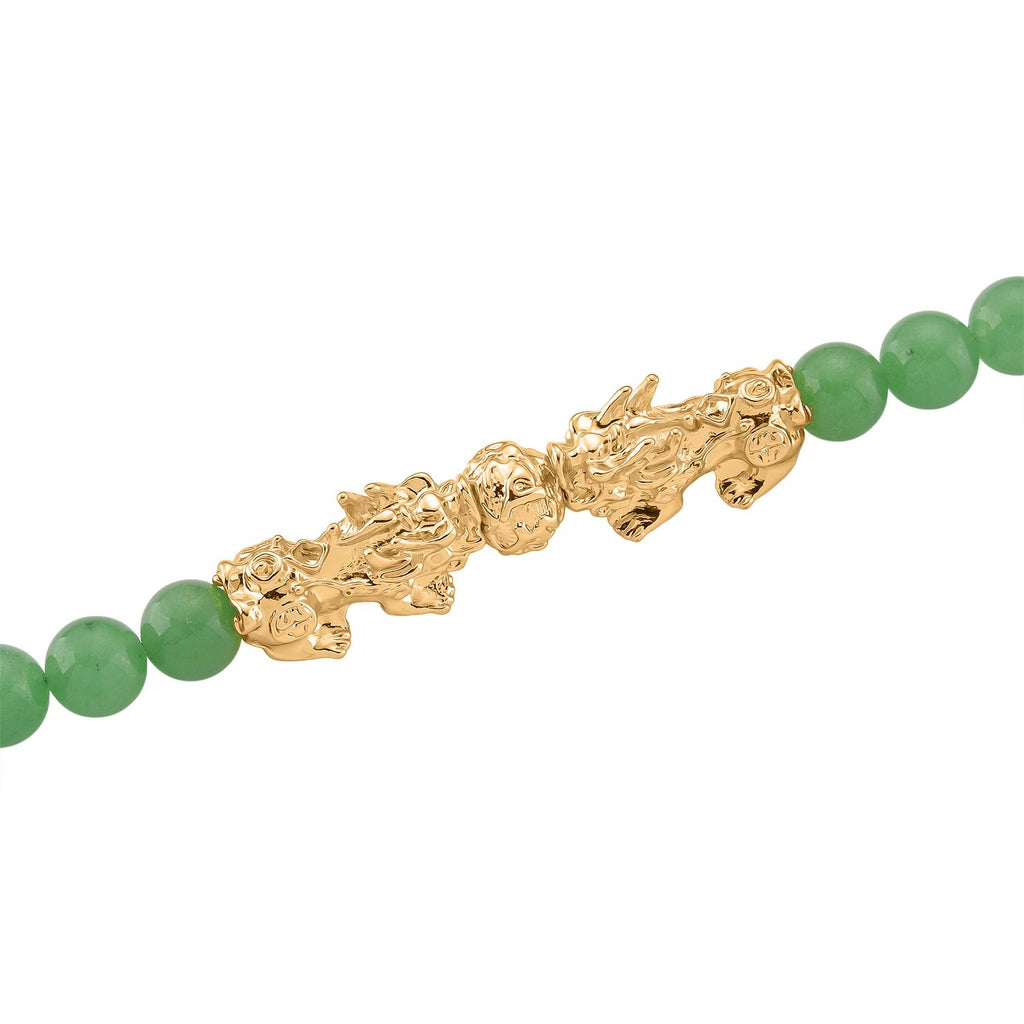 Grüner Aventurin Halskette, ca. 45 cm+3.75 cm Extender, vergoldet ca. 330.00 ct