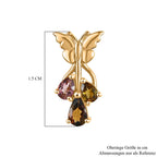 D joy Mehrfarbige-Turmalin Ohrringe 925 Silber 750 Gelb Vergoldet ca. 0.80 ct